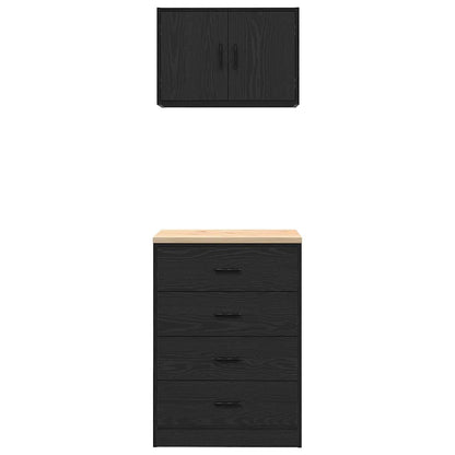 Garagenschränke 2 Stk. Schwarz Holzwerkstoff