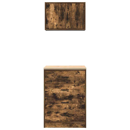 Garagenschränke 2 Stk. Räuchereiche Holzwerkstoff