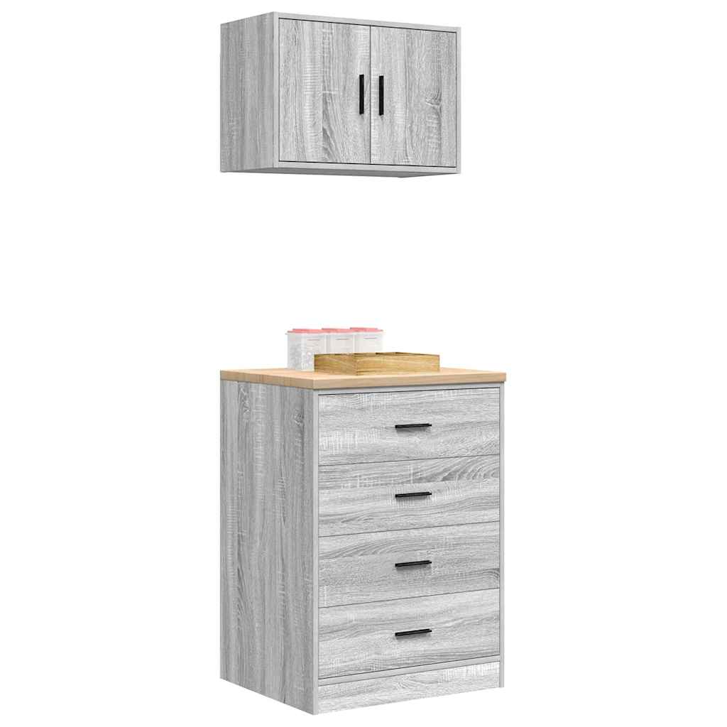 Garagenschränke 2 Stk. Grau Sonoma Holzwerkstoff