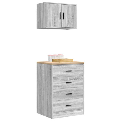 Garagenschränke 2 Stk. Grau Sonoma Holzwerkstoff