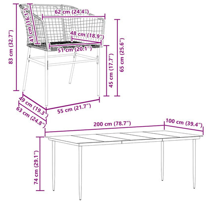 7-teiliges Garten-Esszimmerset Braunes Polyrattanglas