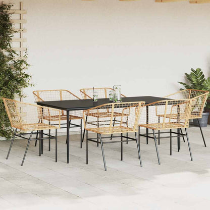 7-teiliges Garten-Esszimmerset Braunes Polyrattanglas