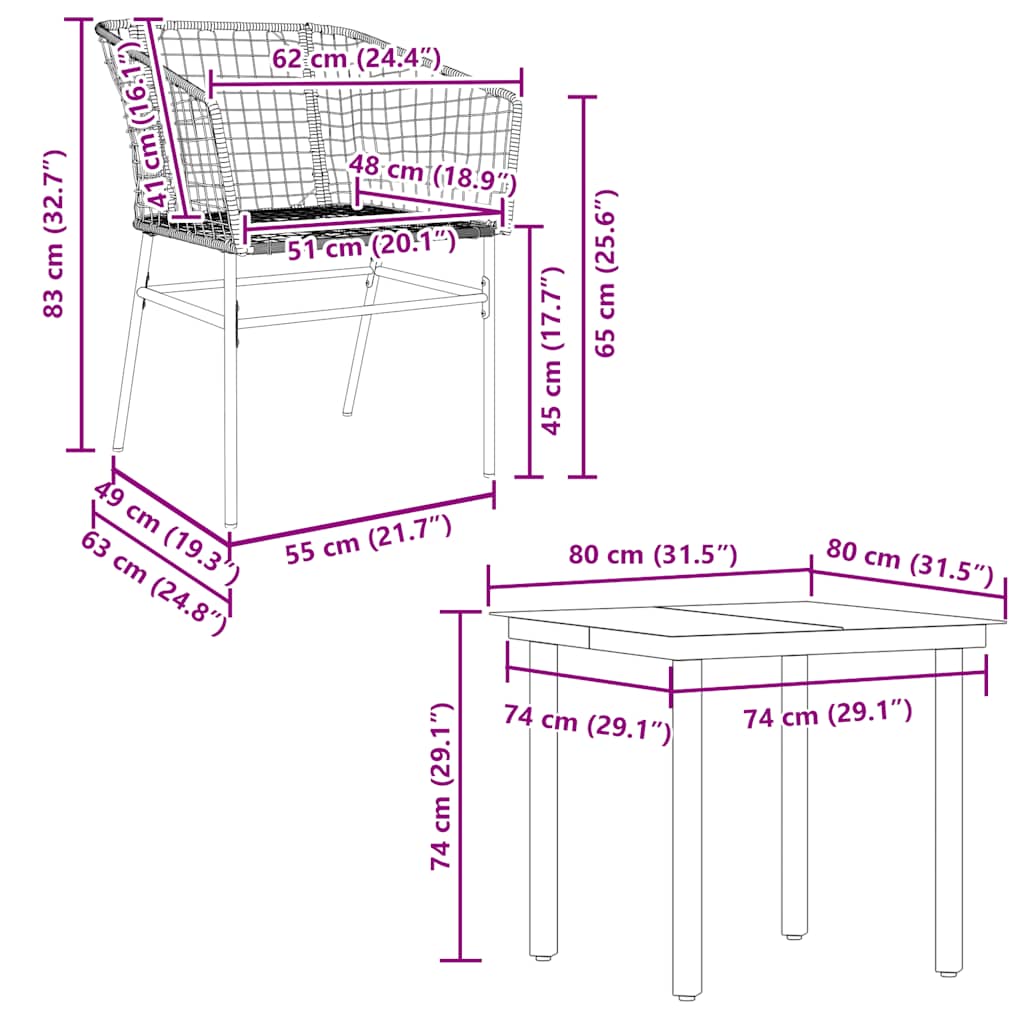 5-teiliges Garten-Esszimmerset Braunes Polyrattanglas