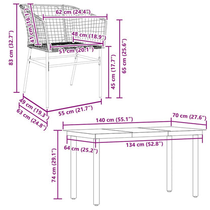 5-teiliges Garten-Esszimmerset Braunes Polyrattanglas