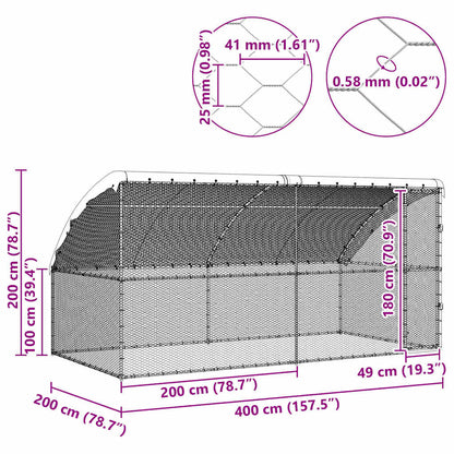 Hühnerkäfig 2 pcs Silber 400 x 200 x 198,5 cm Verzinkter Stahl