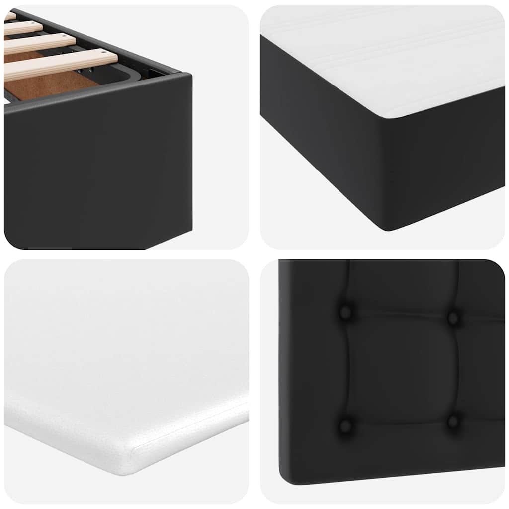 Bett mit Matratze mit Kopfteil Schwarz 140 x 190 cm Kunstleder