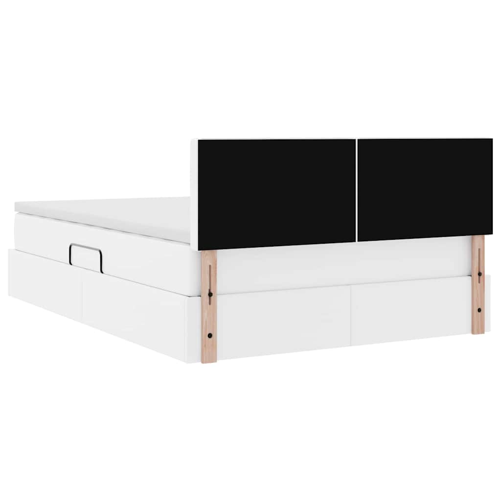 Bett mit Matratze mit Kopfteil Reinweiß 140 x 190 cm Kunstleder