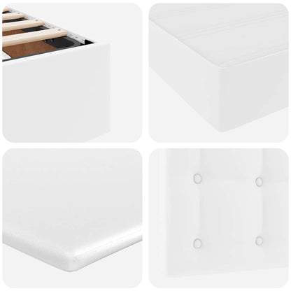 Bett mit Matratze mit Kopfteil Reinweiß 140 x 190 cm Kunstleder