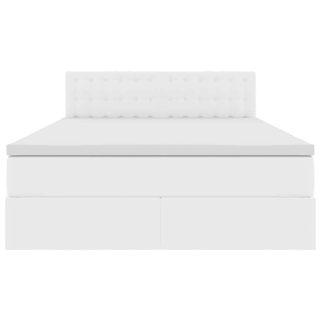 Bett mit Matratze mit Kopfteil Reinweiß 140 x 190 cm Kunstleder