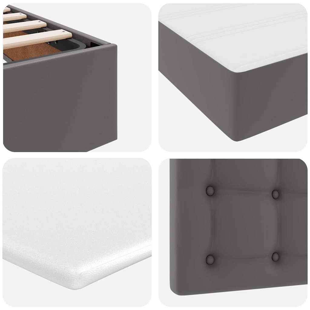 Bett mit Matratze mit Kopfteil Grau 140 x 190 cm Kunstleder