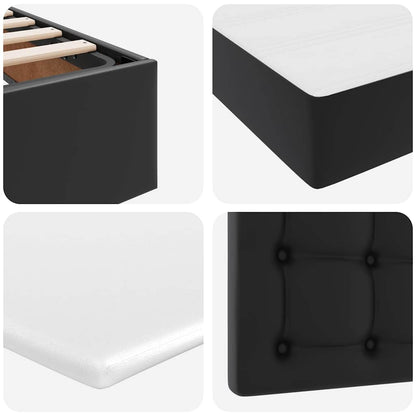 Bett mit Matratze mit Kopfteil Schwarz 140 x 200 cm Kunstleder