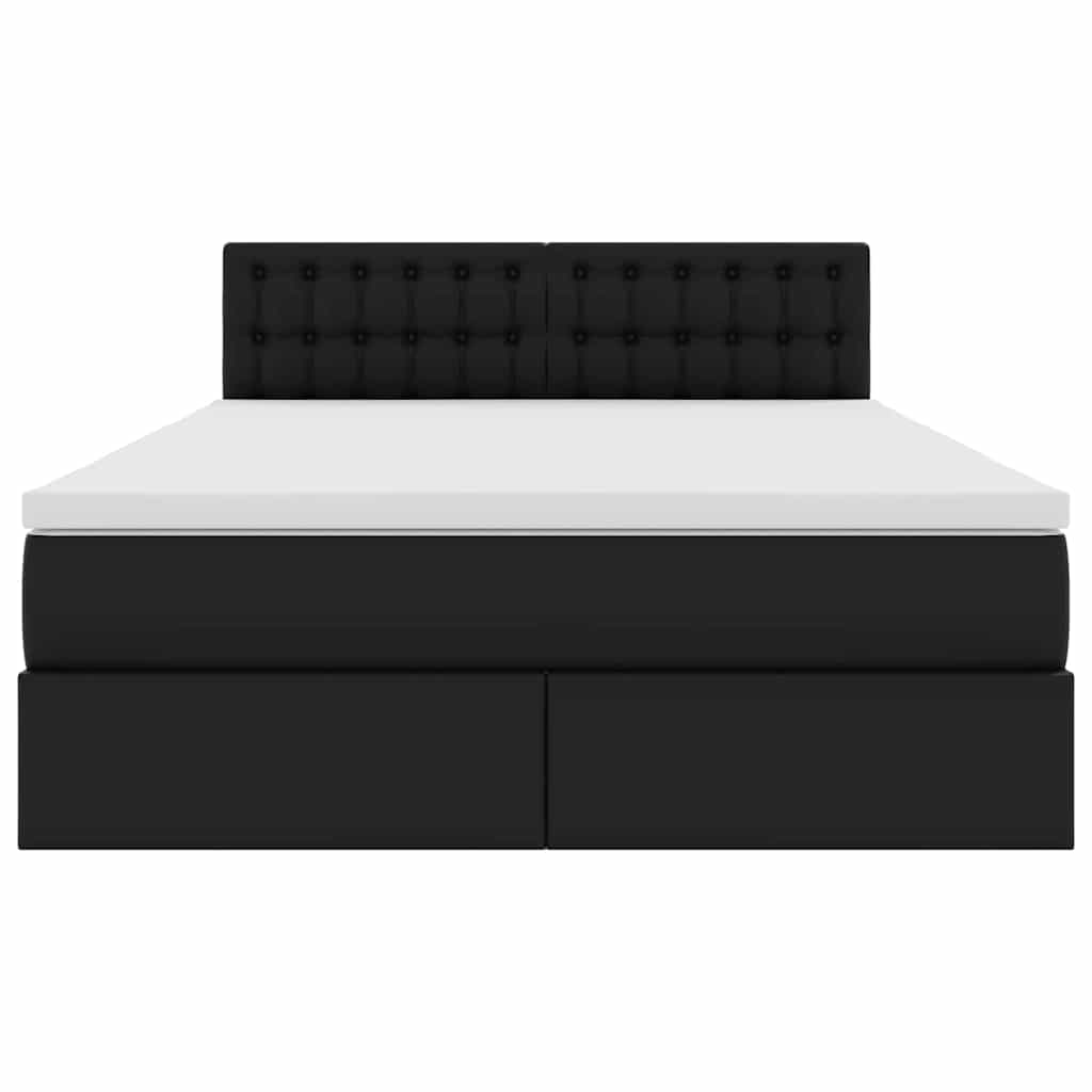 Bett mit Matratze mit Kopfteil Schwarz 140 x 200 cm Kunstleder