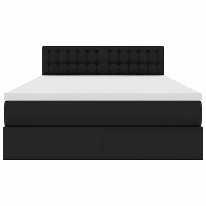 Bett mit Matratze mit Kopfteil Schwarz 140 x 200 cm Kunstleder