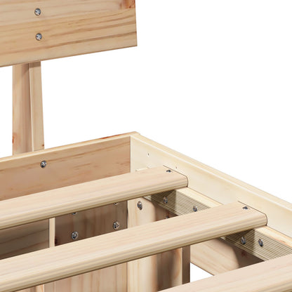 Bettrahmen mit Kopfteil Braun 135 x 190 cm Massives Kiefernholz