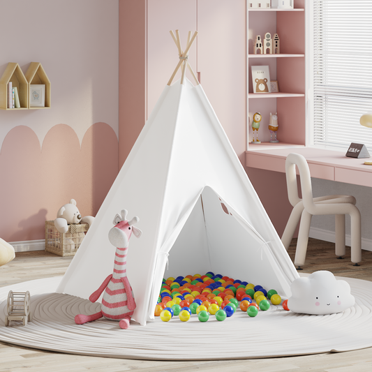 Teepee Zelt Weiß 120 x 120 x 150 cm Stoff und Plastik