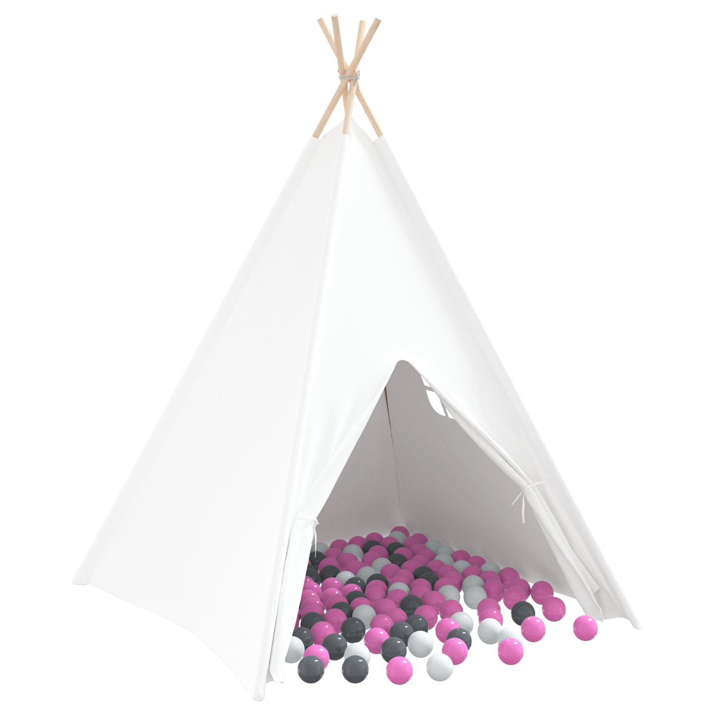 Teepee Zelt Weiß 120 x 120 x 150 cm Stoff und Plastik