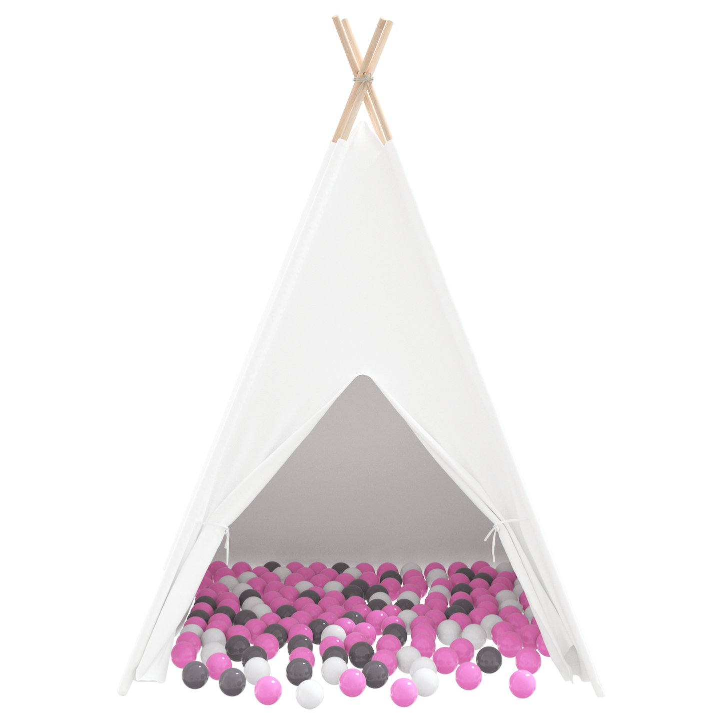 Teepee Zelt Weiß 120 x 120 x 150 cm Stoff und Plastik