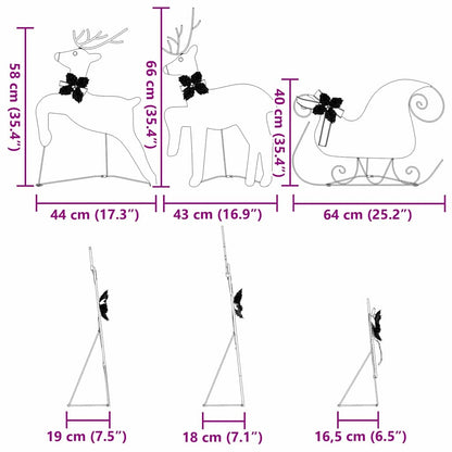 LED Rentiere 7 pcs Gold Stoff
