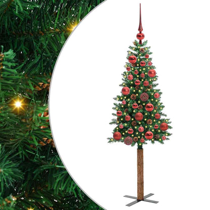 Schlanker Weihnachtsbaum mit 150 LEDs mit Ständer Grün 150 cm