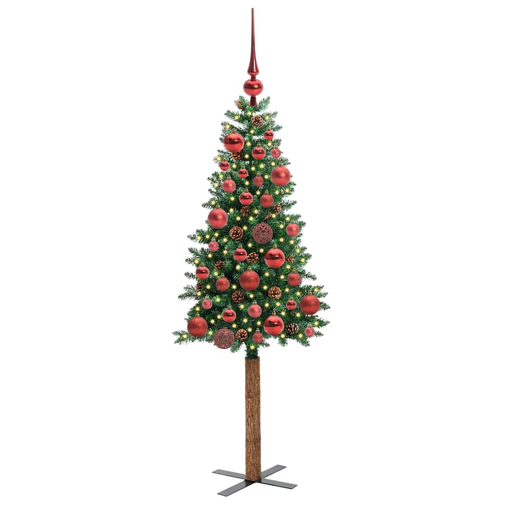 Schlanker Weihnachtsbaum mit 150 LEDs mit Ständer Grün 150 cm