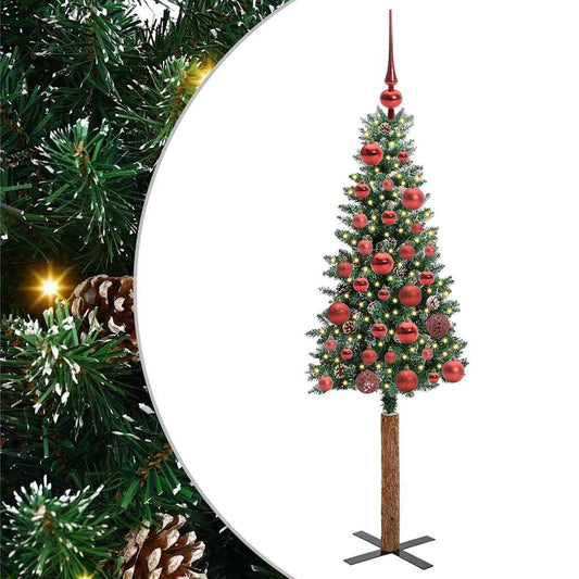 Schlanker Weihnachtsbaum mit 150 LEDs mit Ständer Grün 150 cm