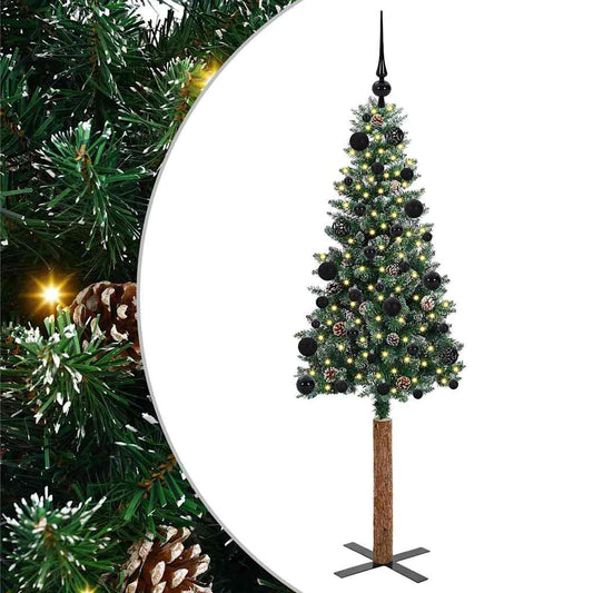 Schlanker Weihnachtsbaum mit 150 LEDs mit Ständer Grün 150 cm