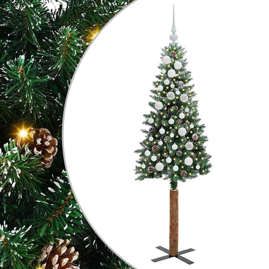 Schlanker Weihnachtsbaum mit 150 LEDs mit Ständer Grün 150 cm