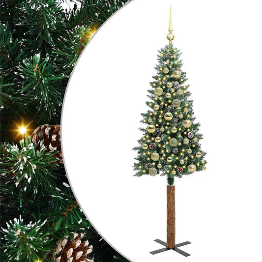 Schlanker Weihnachtsbaum mit 150 LEDs mit Ständer Grün 150 cm