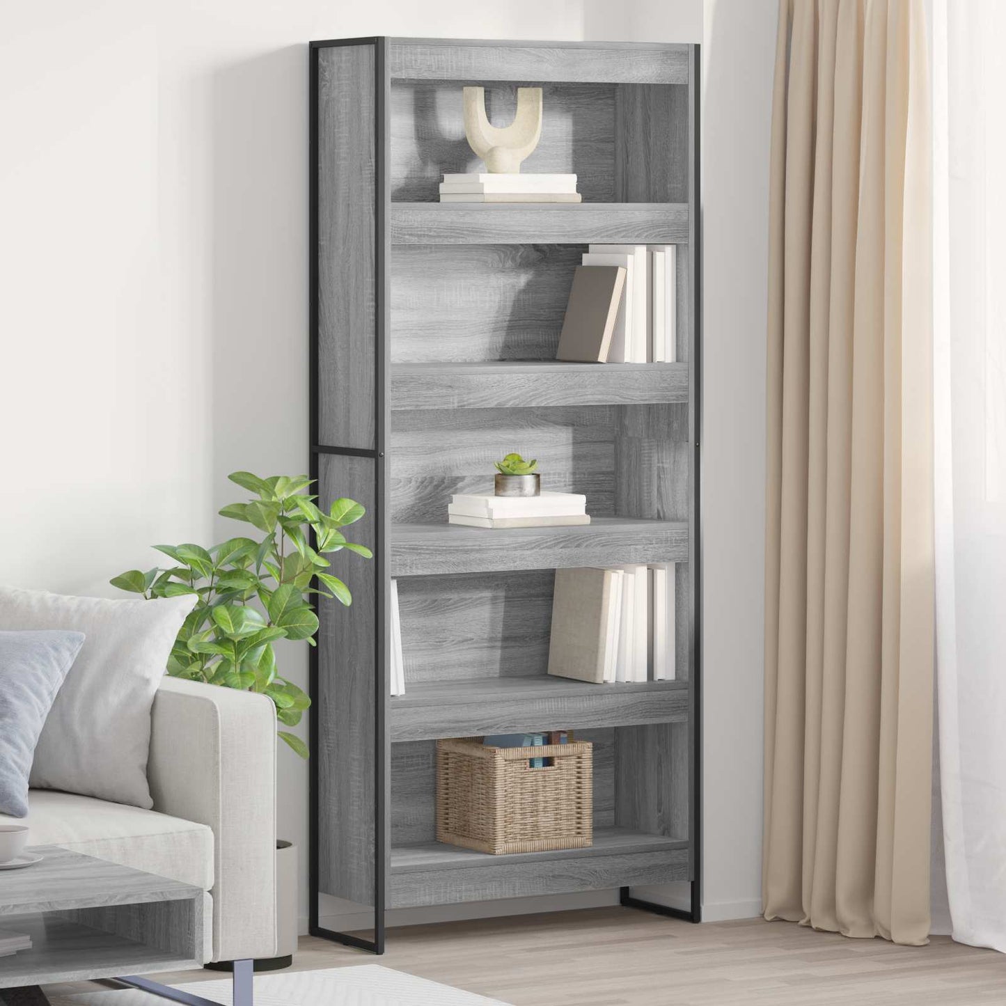 Bücherregal Graues Sonoma 80 x 30 x 155 cm Holzwerkstoff