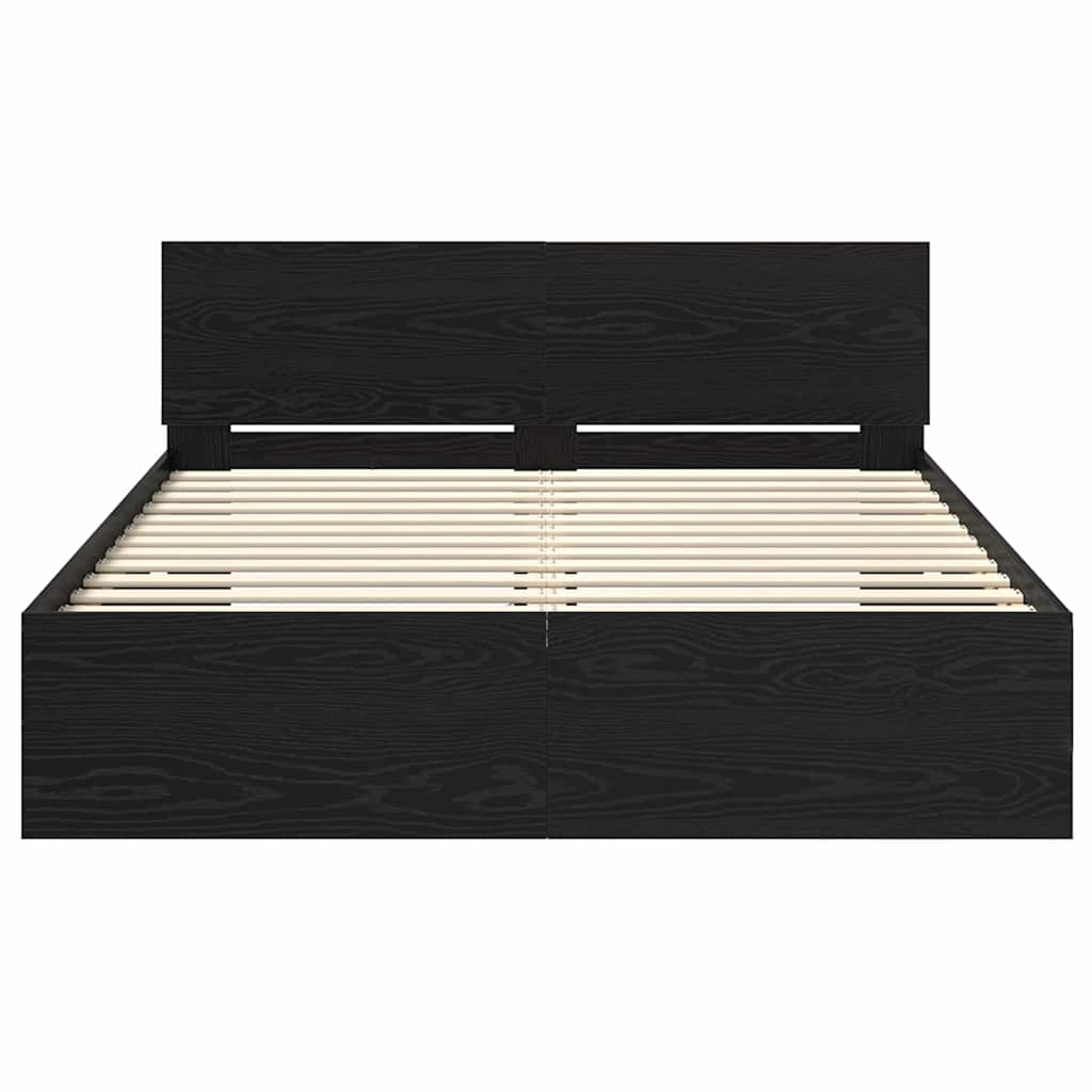 Bettrahmen Schwarz Eichen-Optik 140 x 200 cm Holzwerkstoff