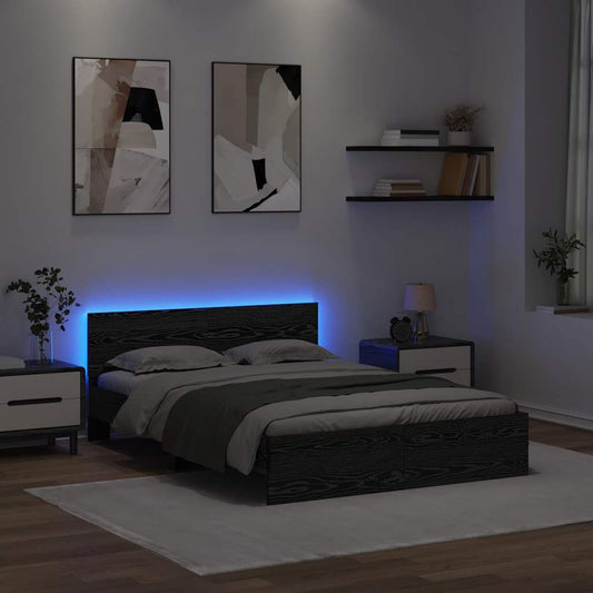 Bettrahmen Schwarz Eichen-Optik 150 x 200 cm Holzwerkstoff