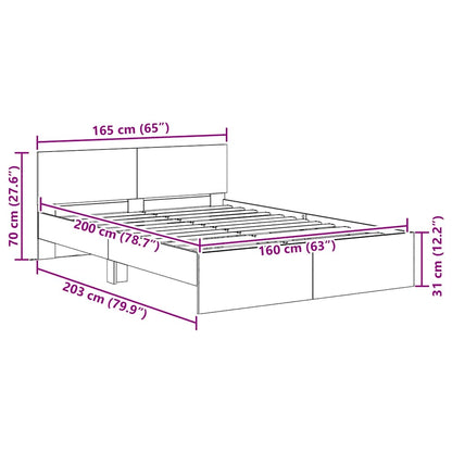 Bettrahmen Artisan-Eiche 160 x 200 cm Holzwerkstoff