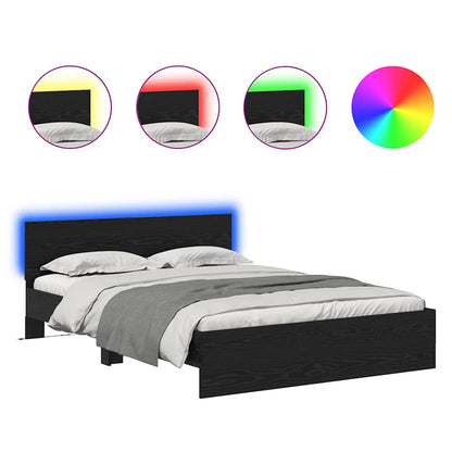 Bettrahmen Schwarz Eichen-Optik 160 x 200 cm Holzwerkstoff