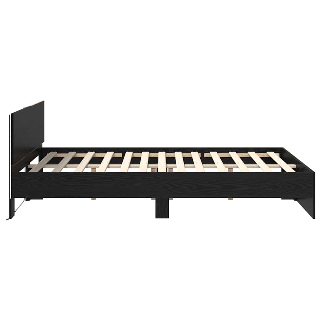 Bettrahmen Schwarz Eichen-Optik 160 x 200 cm Holzwerkstoff