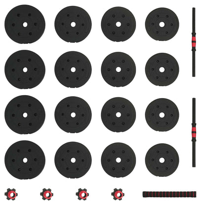 2-in-1 Hantelset Schwarz und Rot 121 x 19,5 x 19,5 cm