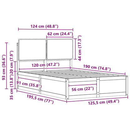 Bettgestell mit gepolstertem Kopfteil Hellgrau 120 x 190 cm