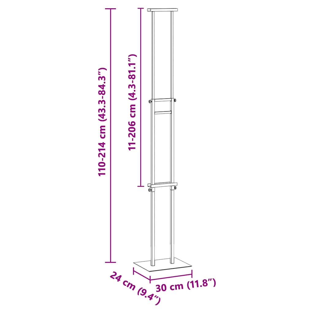 Messestände 2 pcs Schwarz 30 x 24 x 208 cm Eisen