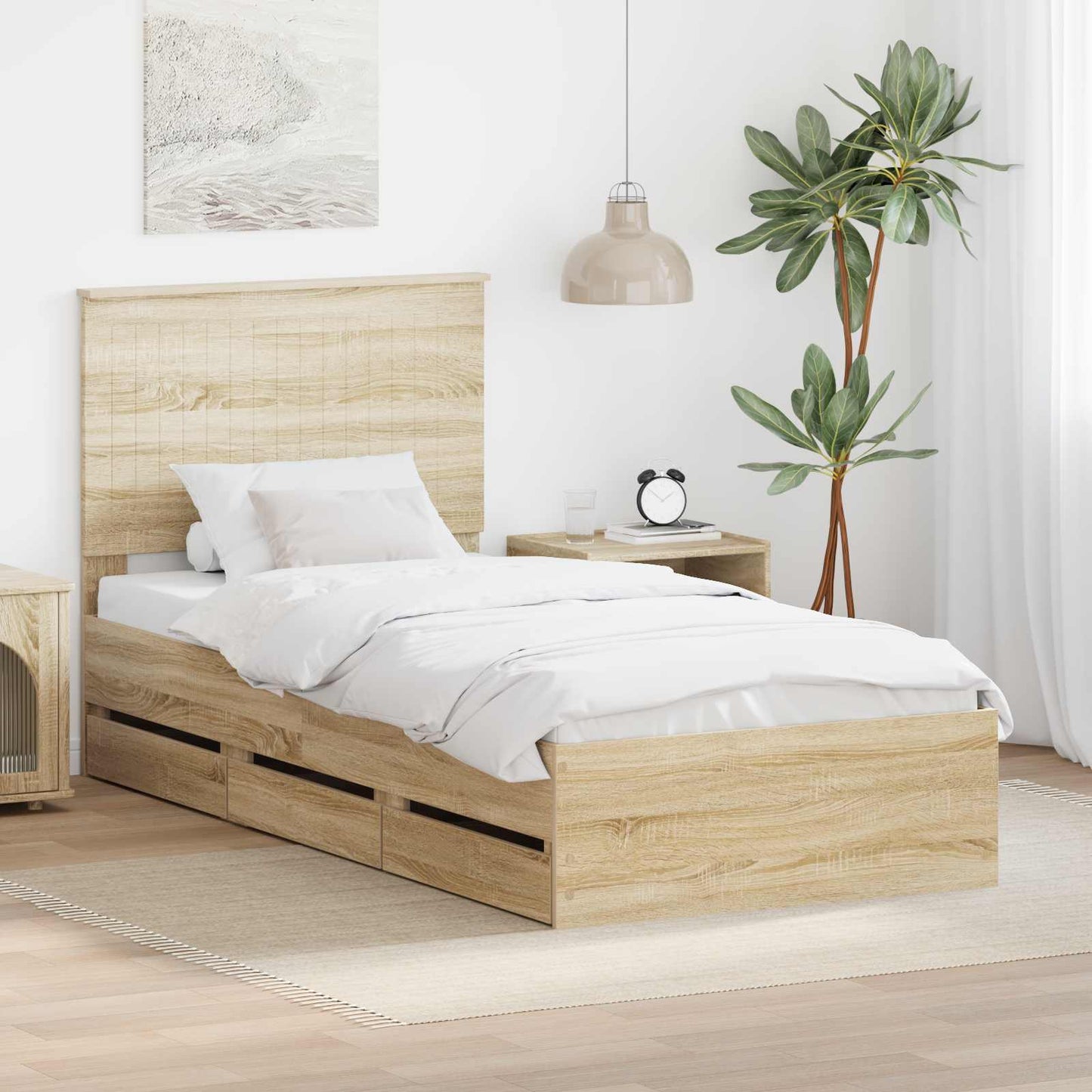 Bettrahmen Sonoma-Eiche 90 x 190 cm Ingenieurs Holz