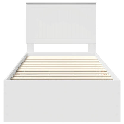 Bettrahmen mit Schubladen Weiß 90 x 200 cm Ingenieurs Holz