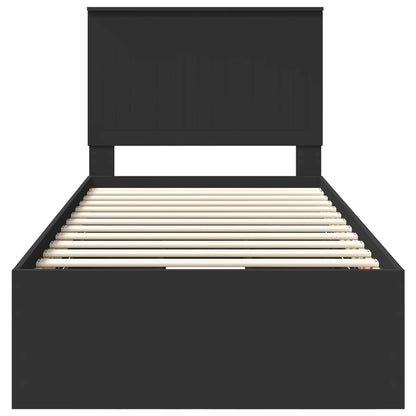 Bettrahmen mit Schubladen Schwarz 90 x 200 cm Ingenieurs Holz