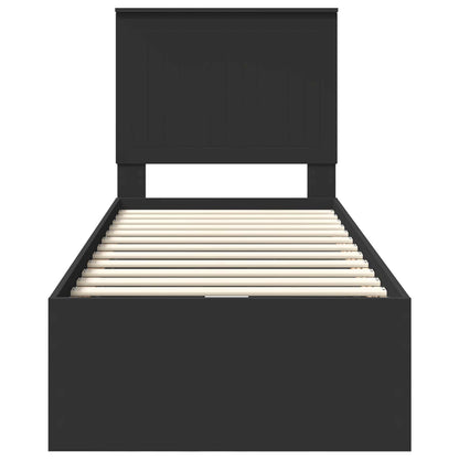 Bettrahmen mit Schubladen Schwarz 75 x 190 cm Ingenieurs Holz