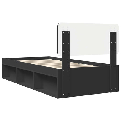 Bettrahmen Schwarz 100 x 200 cm Massives Kiefernholz