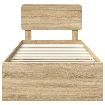 Bettrahmen mit Kopfteil Sonoma 90 x 190 cm Massives Kiefernholz