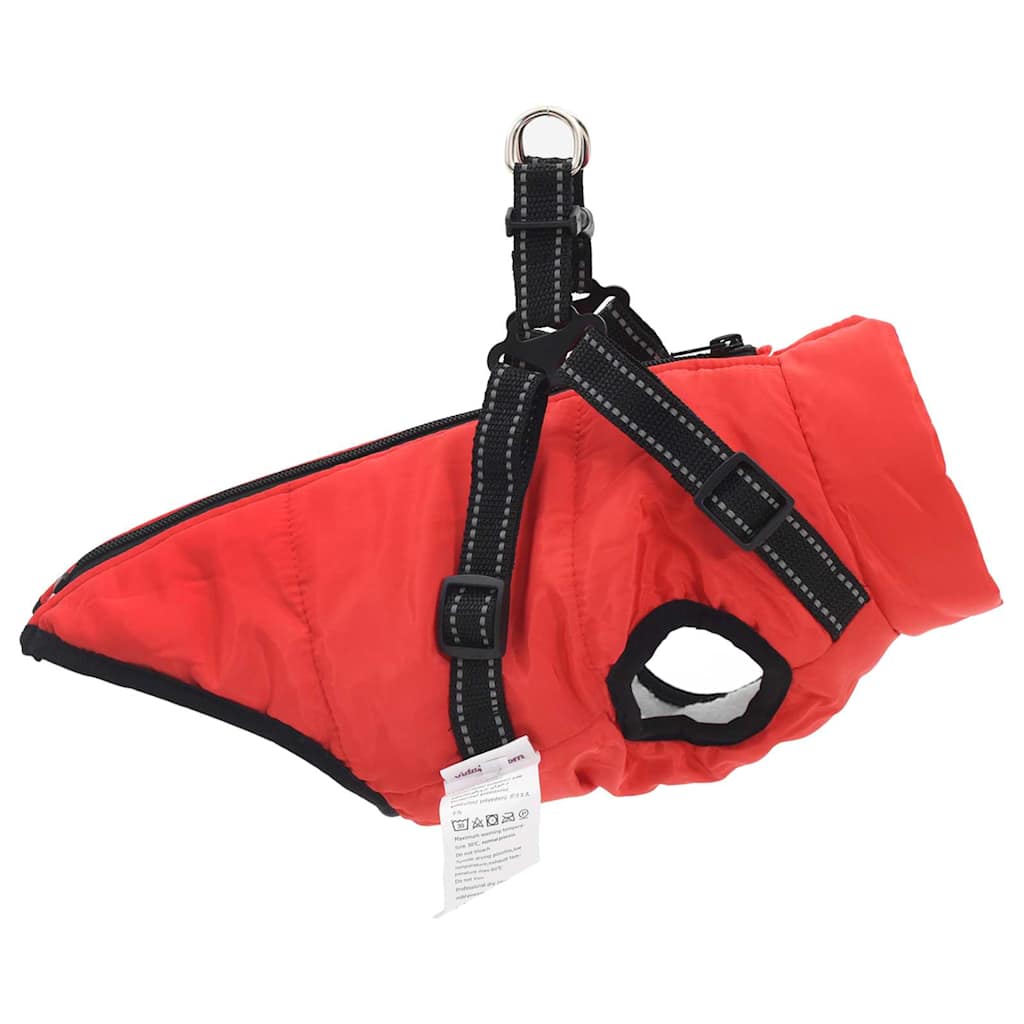 Hundemantel mit Geschirr Rot XL Fleece und Polyester