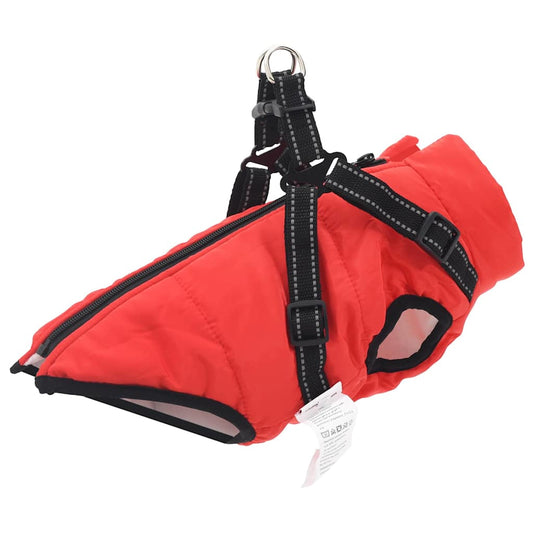 Hundemantel mit Geschirr Rot 2XL Fleece und Polyester