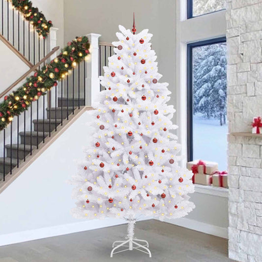 Künstlicher klappbarer Weihnachtsbaum Weiß 300 cm PVC und Stahl