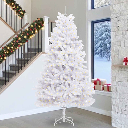 Künstlicher klappbarer Weihnachtsbaum Weiß 300 cm PVC und Stahl