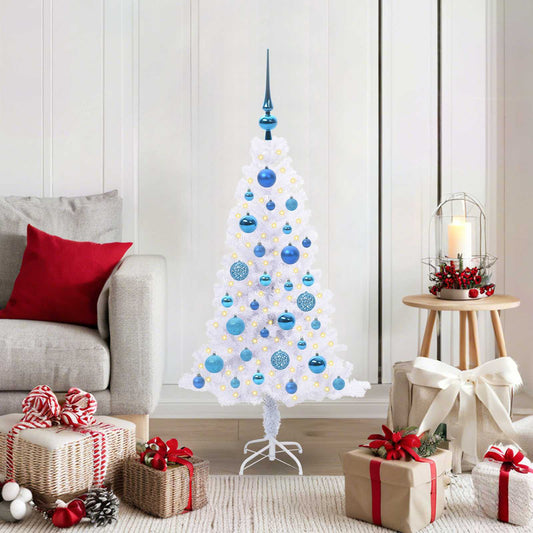 Künstlicher Weihnachtsbaum Weiß 120 cm PVC und Stahl