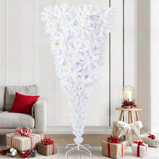 Künstlicher Weihnachtsbaum Weiß 210 cm PVC und Stahl