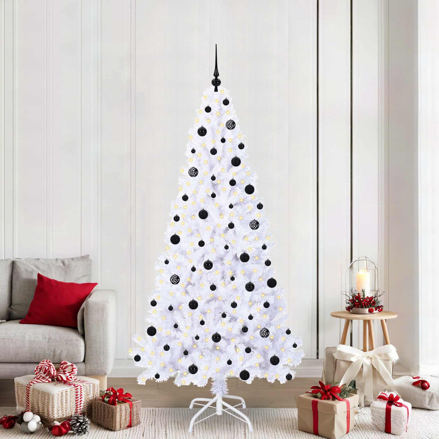Künstlicher Weihnachtsbaum Weiß 210 cm PVC und Stahl